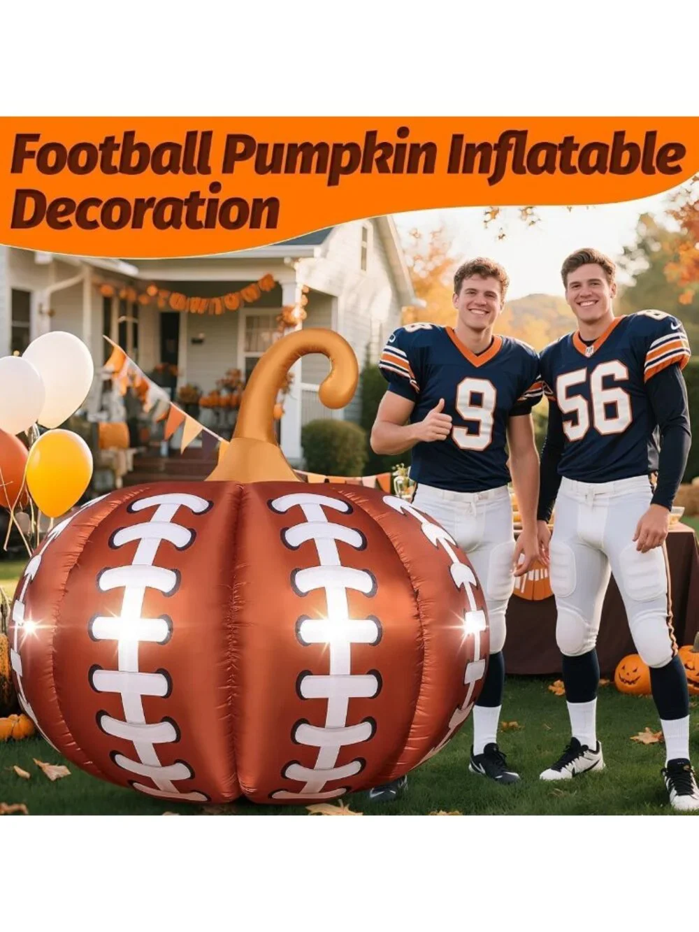 Giant Inflatable Pumpkin with LED Lights - Halloween Outdoor Decor for Garden